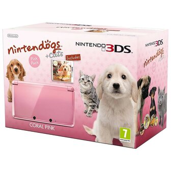 Nintendo 3DS - Coral Pink - Nintend&ouml;gs + Cats Edition [Complete]