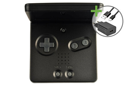 Gameboy Advance SP Graphite Black - USB-C &amp; IPS V5