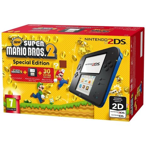 Nintendo 2DS Black/Blue (Electric Blue) -Super Mario Bros 2 Edition [Complete]