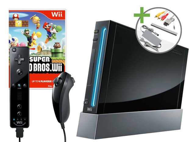 Nintendo Wii Starter Pack - New Super Mario Bros. Wii Edition (Black)