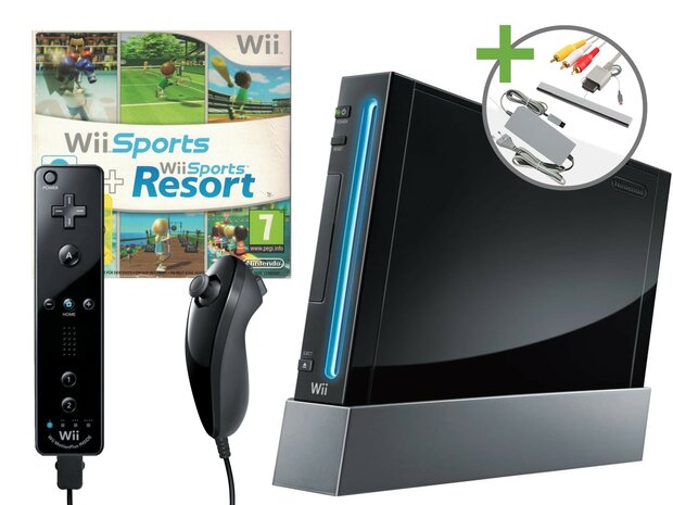 Nintendo Wii Starter Pack - Wii Sports + Wii Sports Resort Black Edition [Complete]