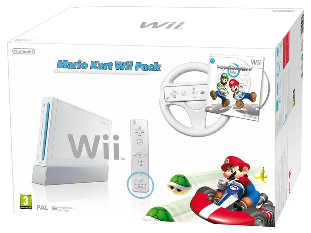 Nintendo Wii Starter Pack - Mario Kart Motion Plus White Edition [Complete]