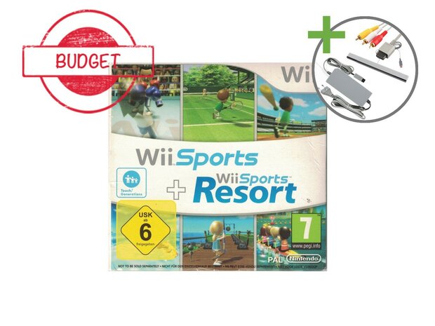 Nintendo Wii Starter Pack - Wii Sports + Wii Sports Resort White Edition - Budget