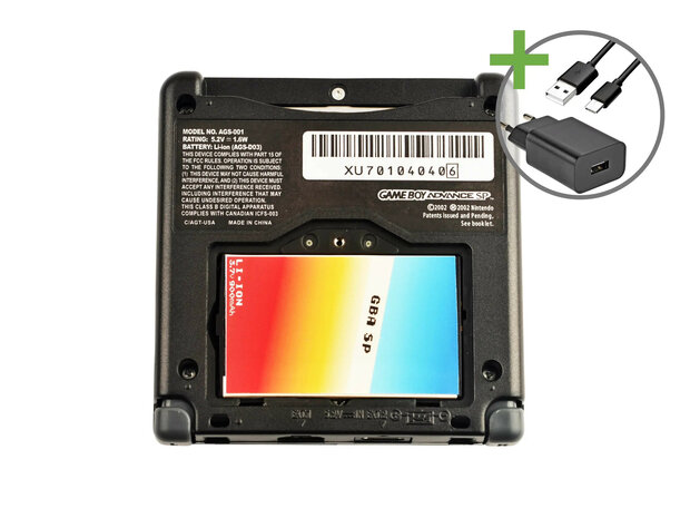 Gameboy Advance SP Graphite Black - USB-C & IPS V5
