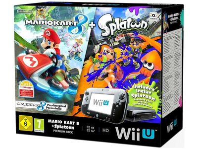 Wii U Console Premium Bundel Zwart + Mario Kart 8 + Splatoon