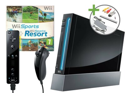 Nintendo Wii Starter Pack - Wii Sports + Wii Sports Resort Black Edition
