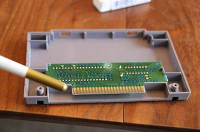 SNES Game Schoonmaken - Achterkant